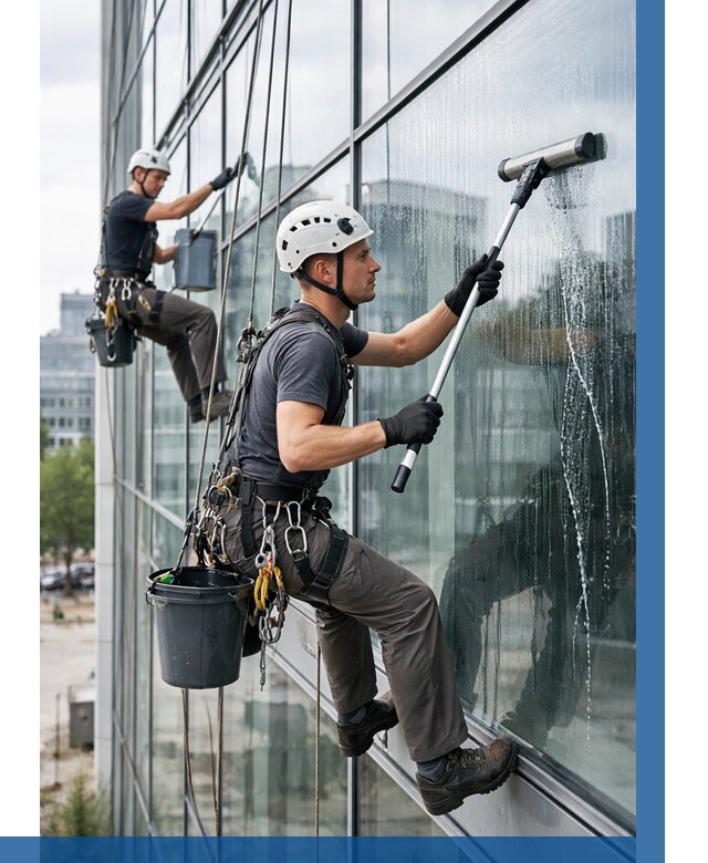 Мойка витражей альпинистами в Новокубанске от 728 р. под ключ|ВЫСОТНИК-Нкб