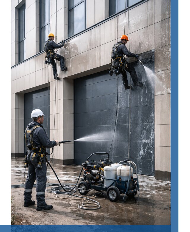 Послестроительная мойка фасада в Новокубанске от 312 р. | ВЫСОТНИК-Нкб