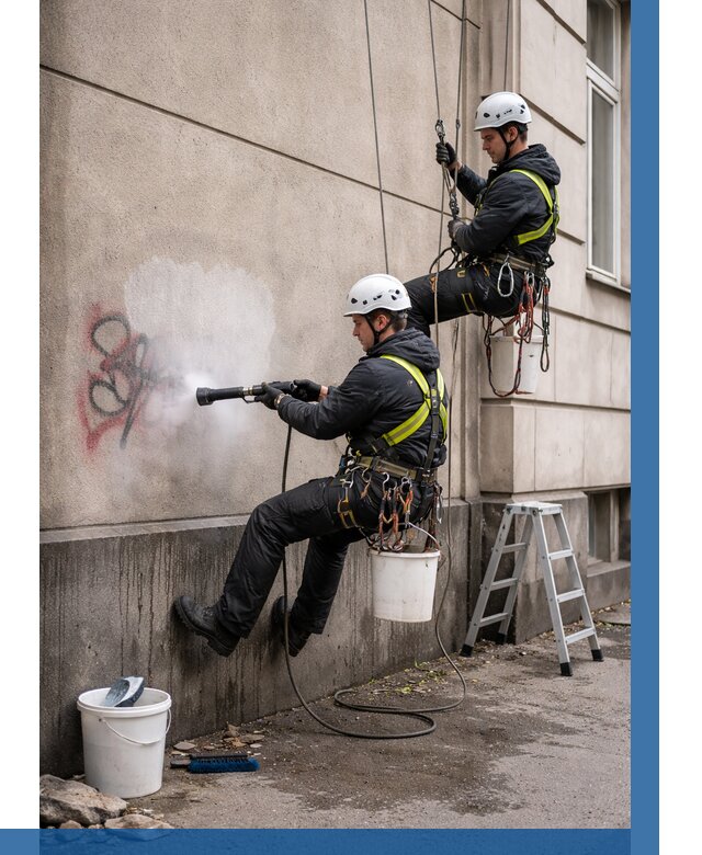 Удаление граффити с фасада в Новокубанске от 4679 р. | ВЫСОТНИК-Нкб