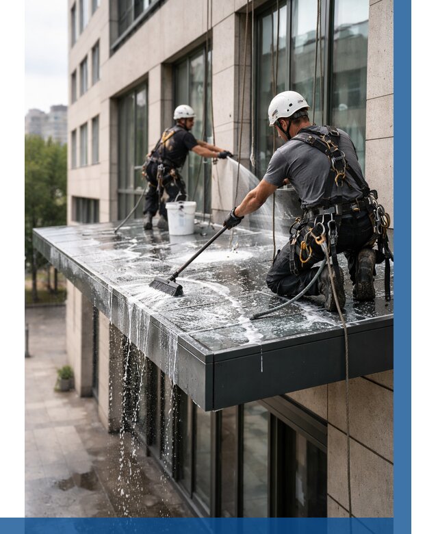 Мойка козырьков и навесов в Новокубанске от 3639 р. | ВЫСОТНИК-Нкб