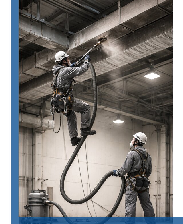 Обеспыливание потолочных конструкций в Новокубанске промышленным альпинизмом