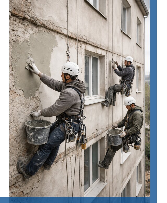 Ремонт штукатурного фасада в Новокубанске от 780 р. под ключ | ВЫСОТНИК-Нкб