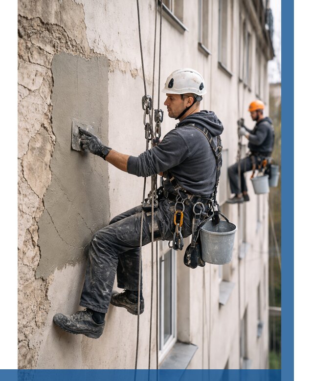 Восстановление штукатурки фасада в Новокубанске от 1248 р. | ВЫСОТНИК-Нкб