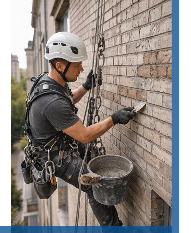 Ремонт кирпичной кладки фасада в Новокубанске от 1872 р. | ВЫСОТНИК-Нкб