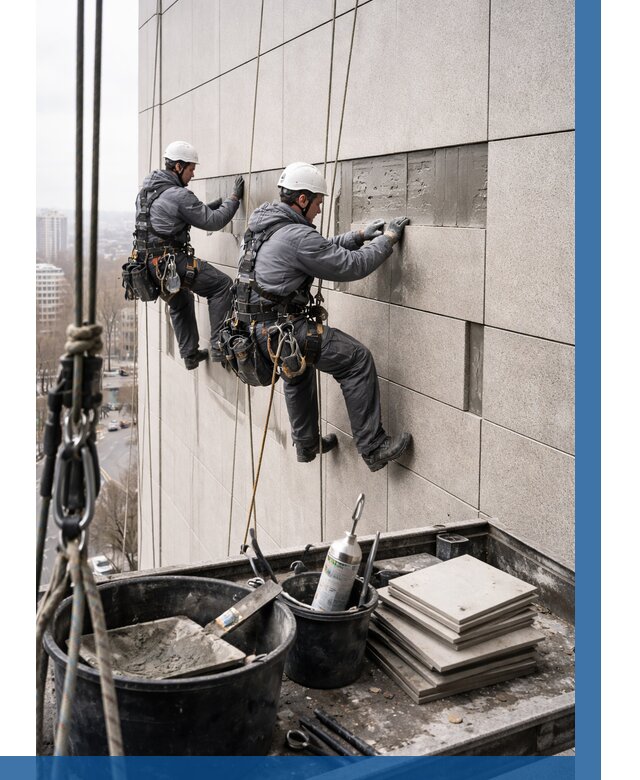 Ремонт фасада из керамогранита в Новокубанске от 2600 р. | ВЫСОТНИК-Нкб