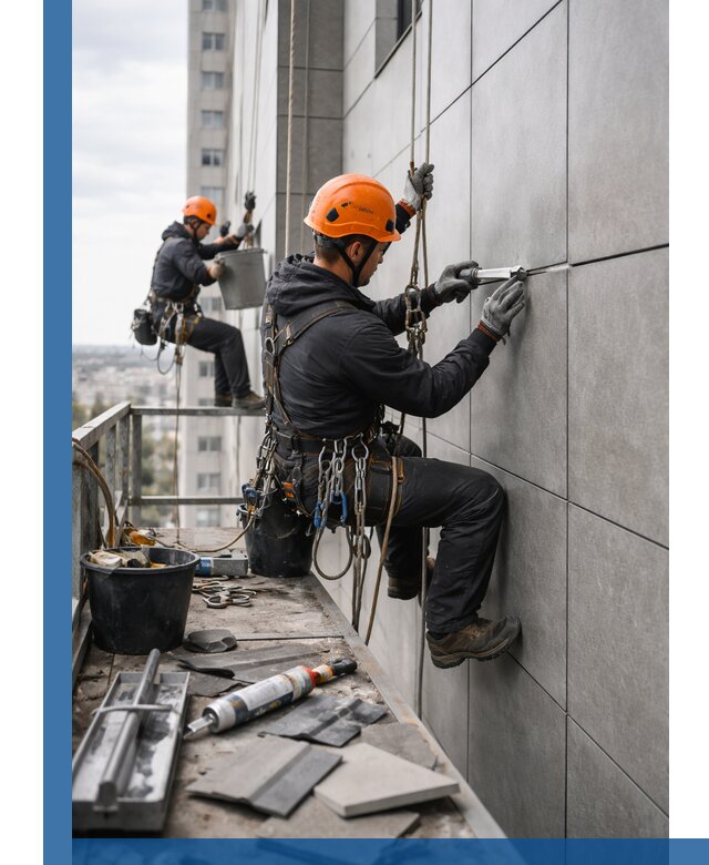 Профессиональный ремонт фасада из керамогранита в Новокубанске