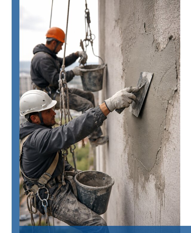 Штукатурка фасада на высоте в Новокубанске профессиональные работы