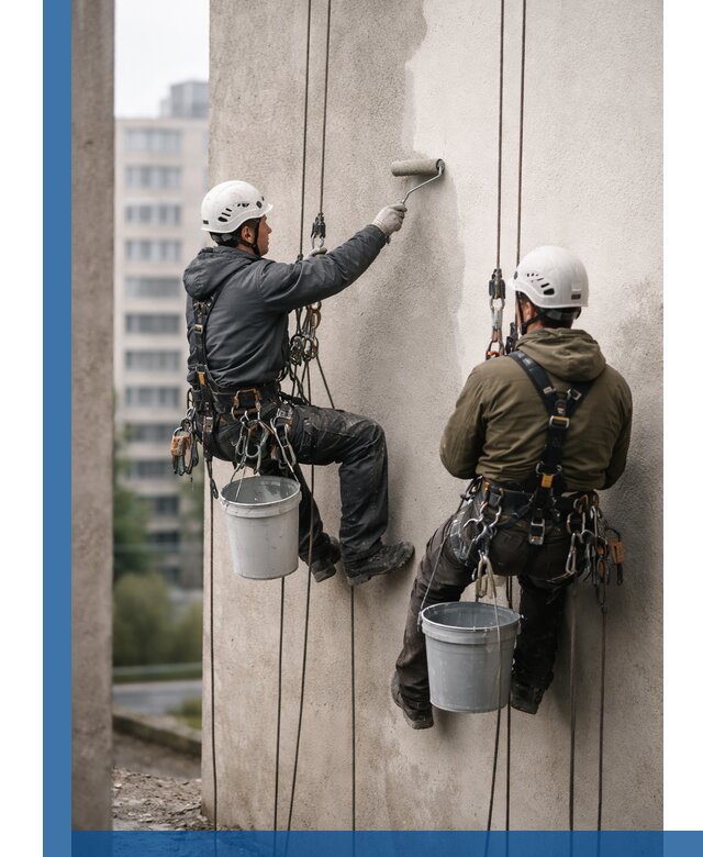 Покраска фасадов высотными альпинистами в Новокубанске с гарантией