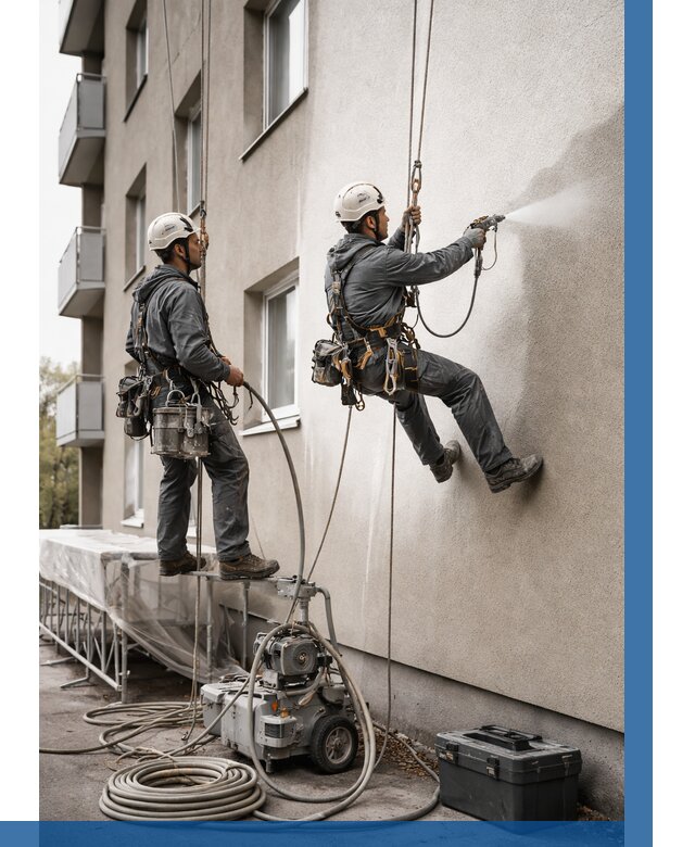 Безвоздушная покраска фасада в Новокубанске от 229 р/м² | ВЫСОТНИК-Нкб