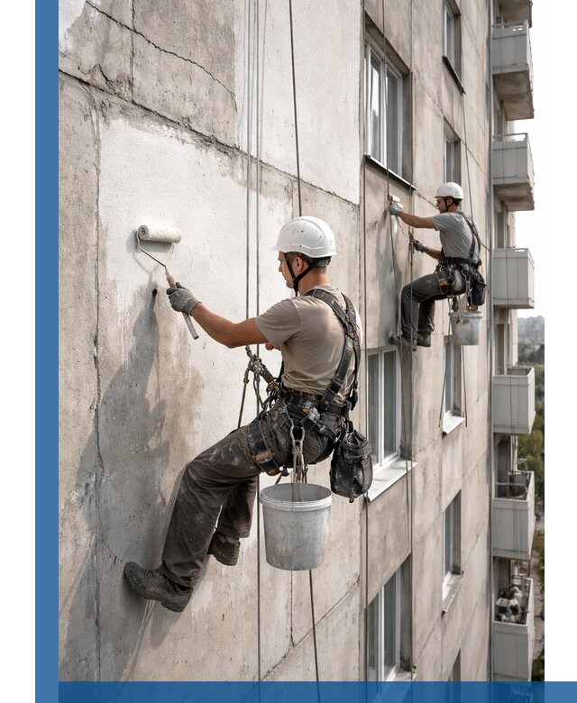 Покраска бетонного фасада в Новокубанске для жилых и промышленных объектов