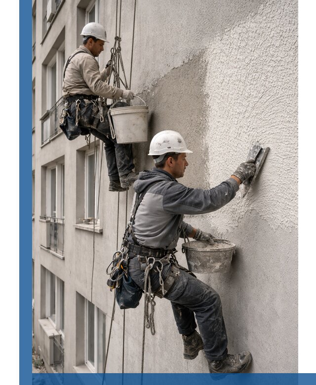 Нанесение декоративной штукатурки короед на фасад в Новокубанске