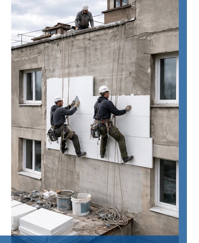 Утепление фасада пенополистиролом в Новокубанске от 1872 р. | ВЫСОТНИК-Нкб