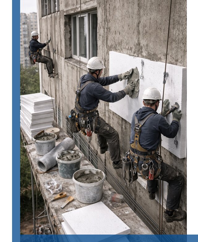 Утепление фасада пенополистиролом в Новокубанске под ключ