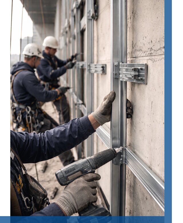 Монтаж подсистемы вентфасада в Новокубанске от 884 р. | ВЫСОТНИК-Нкб