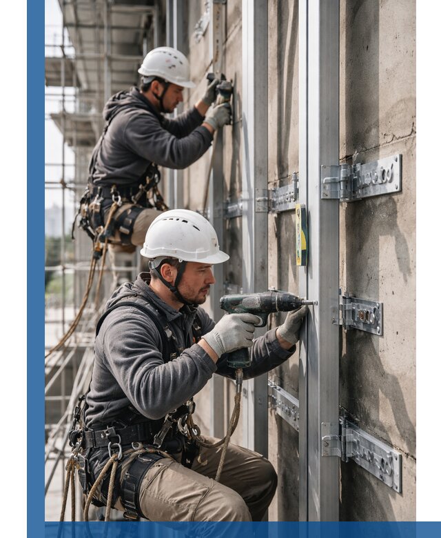 Монтаж и крепление подсистемы вентфасада в Новокубанске