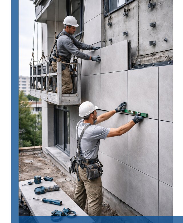 Монтаж керамогранита на фасад в Новокубанске под ключ с гарантией качества