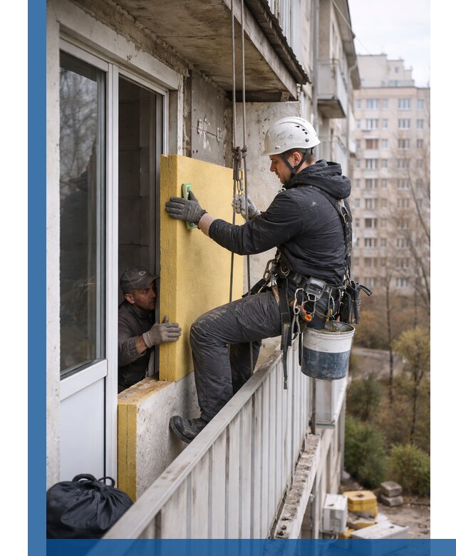 Профессиональное утепление балкона снаружи в Новокубанске под ключ