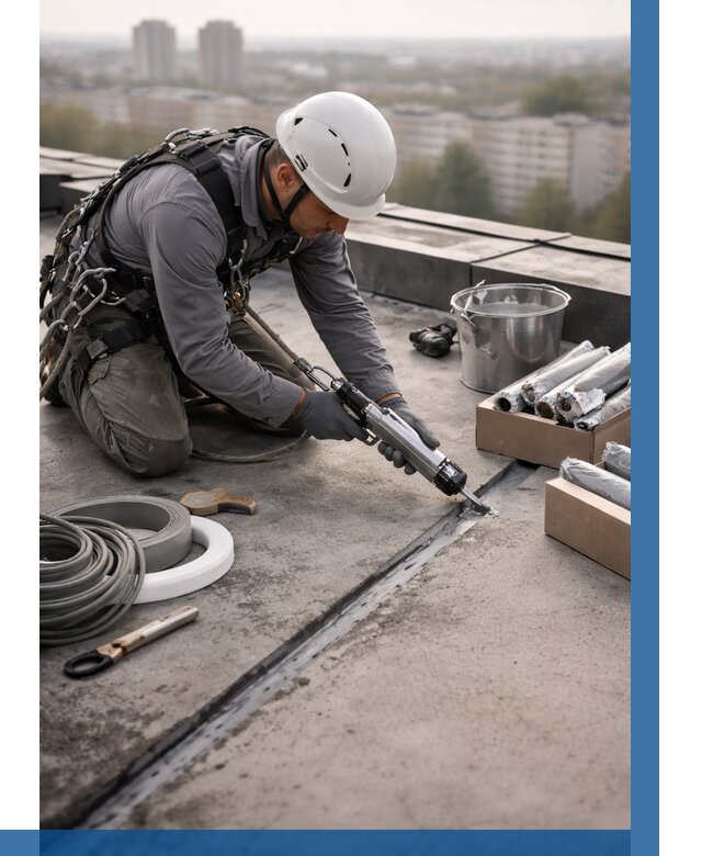 Герметизация швов кровли в Новокубанске от 468 р./м2 | ВЫСОТНИК-Нкб