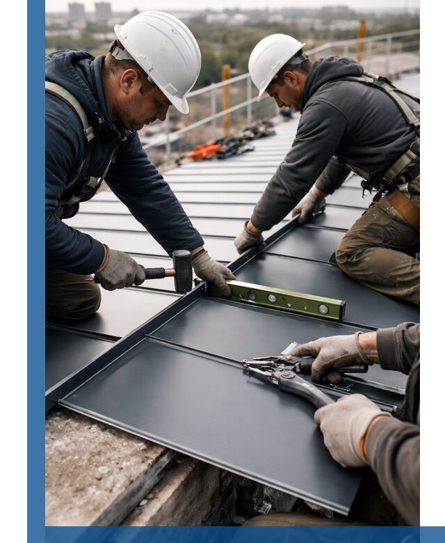 Монтаж фальцевой кровли в Новокубанске для промышленных зданий