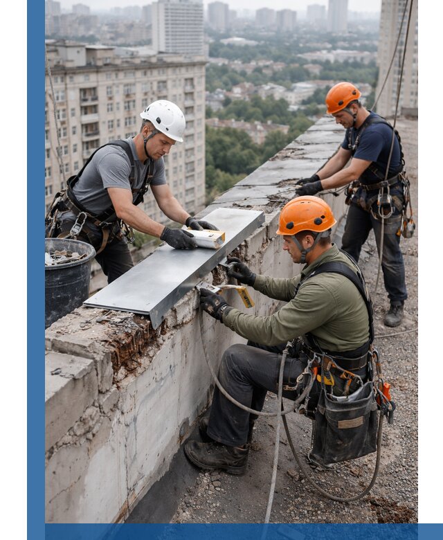 Ремонт парапета на кровле в Новокубанске, высотные работы с гарантией