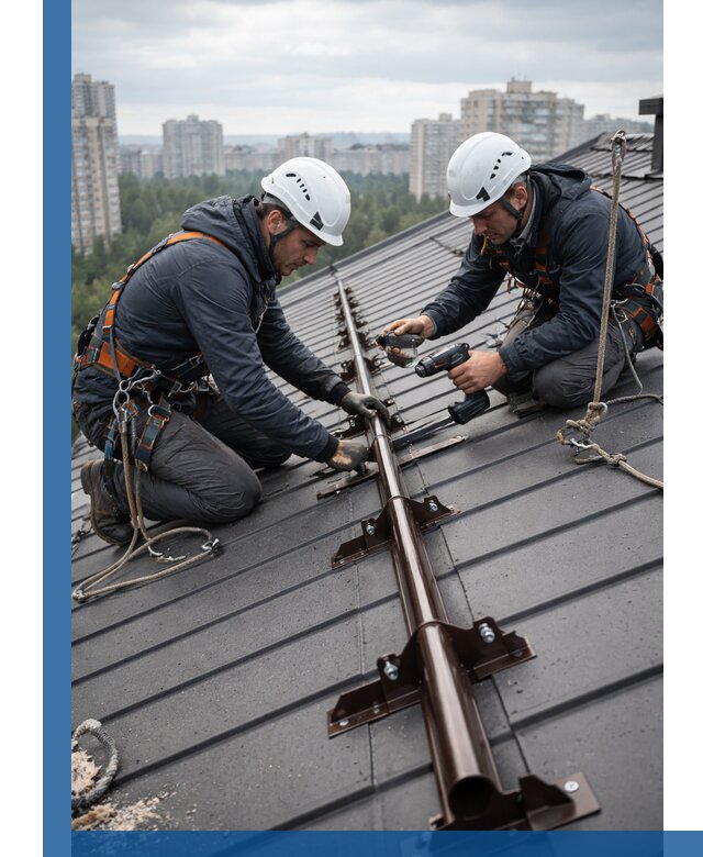Монтаж снегозадержателей на кровле зданий в Новокубанске под ключ
