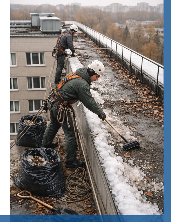 Очистка кровли по периметру в Новокубанске от 572 р. | ВЫСОТНИК-Нкб