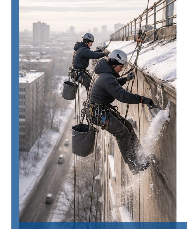 Очистка карнизов от снега в Новокубанске профессионально и безопасно