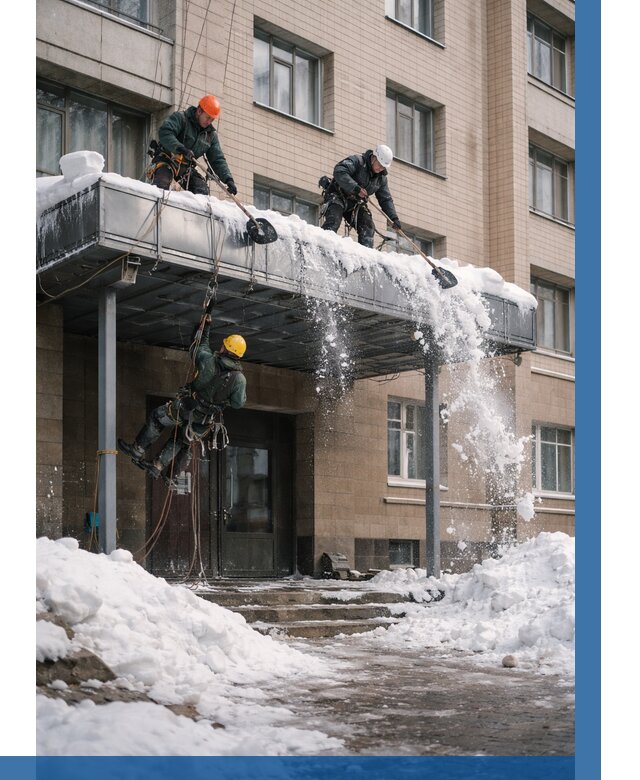 Очистка козырьков от снега в Новокубанске от 3639 р. | ВЫСОТНИК-Нкб