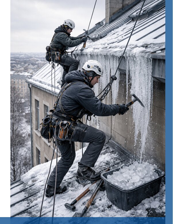 Удаление наледи с кровли в Новокубанске от 5719 р. | ВЫСОТНИК-Нкб