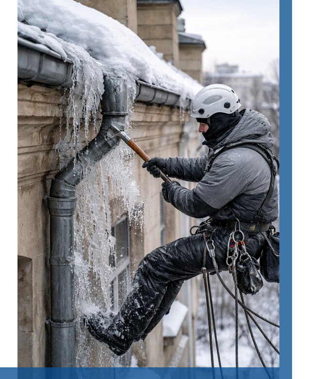 Очистка водостоков от льда в Новокубанске от 3639 р. | ВЫСОТНИК-Нкб