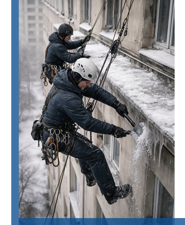 Удаление наледи и сосулек с карнизов в Новокубанске профессионально