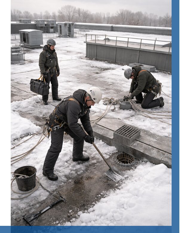 Абонентское обслуживание кровли зимой в Новокубанске от 8318 р. | ВЫСОТНИК-Нкб