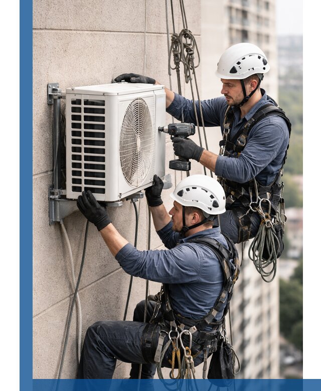 Монтаж внешнего блока кондиционера в Новокубанске установка и крепление