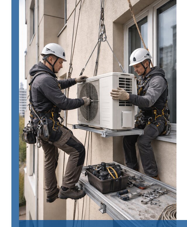 Перенос внешнего блока кондиционера в Новокубанске с монтажом и крепежом