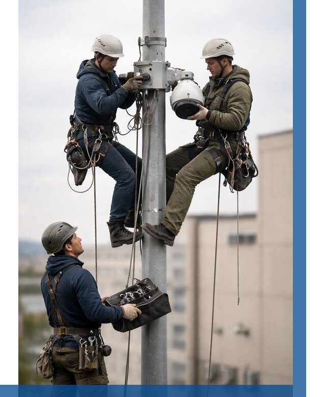 Установка видеокамер на мачте в Новокубанске от 8838 р. | ВЫСОТНИК-Нкб