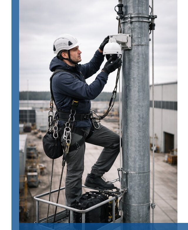 Профессиональная установка видеокамер на мачте в Новокубанске
