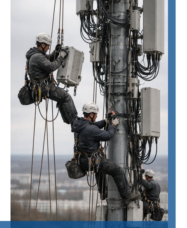 Монтаж оборудования связи на мачте в Новокубанске от 7799 р. | ВЫСОТНИК-Нкб