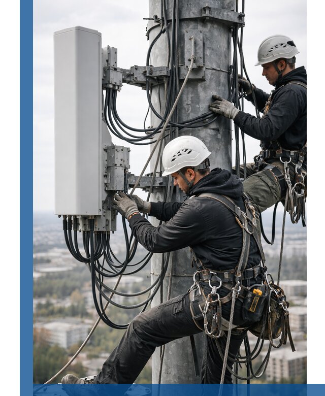 Монтаж оборудования связи на мачте в Новокубанске с пусконаладкой