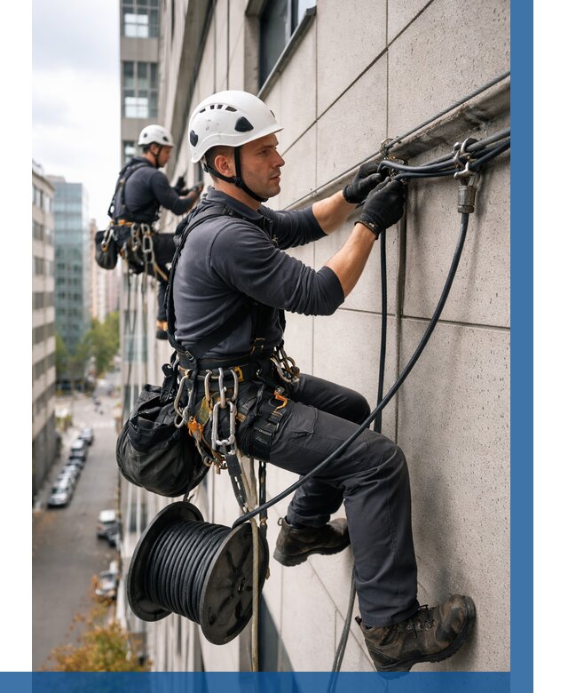 Прокладка кабеля по фасаду в Новокубанске от 364 р. | ВЫСОТНИК-Нкб