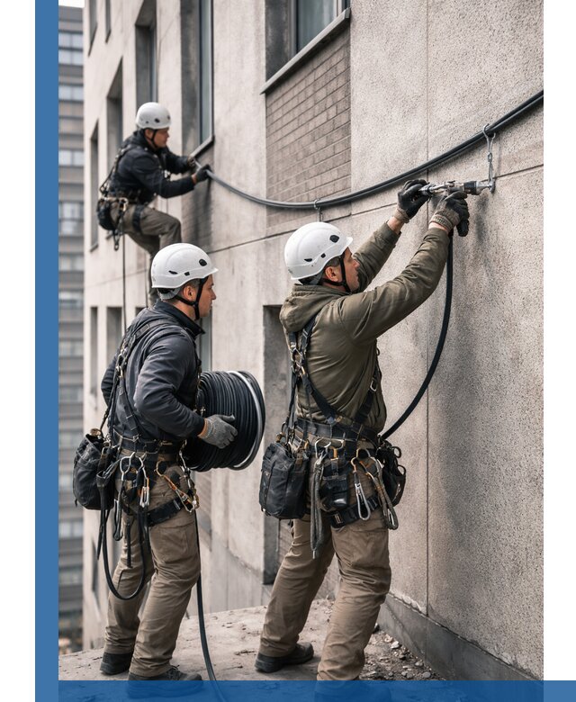 Прокладка кабеля по фасаду в Новокубанске, профессиональный монтаж