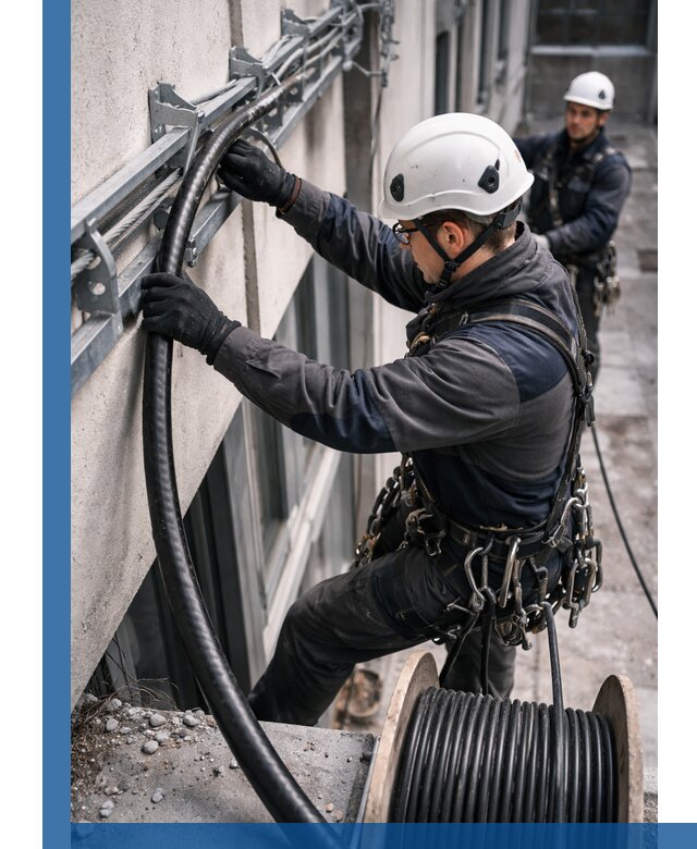 Протяжка кабеля питания на высоте в Новокубанске с гарантией безопасности и качества