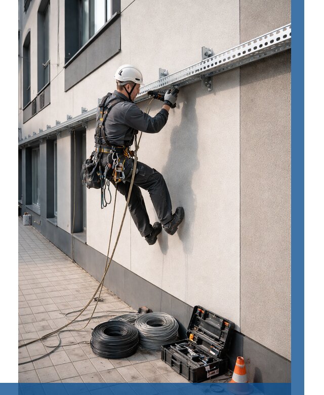 Монтаж кабельных лотков на фасаде в Новокубанске от 1248 р. | ВЫСОТНИК-Нкб