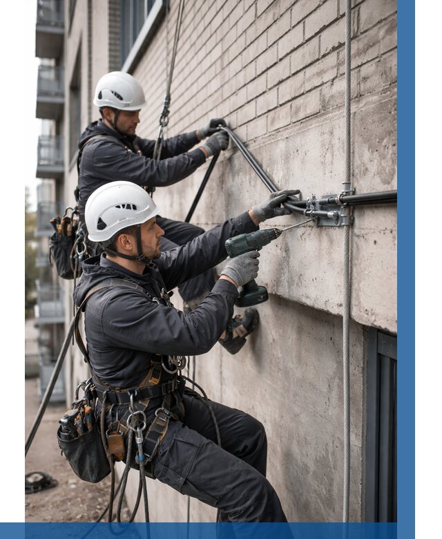 Крепление кабеля на фасаде в Новокубанске от 364 р. | ВЫСОТНИК-Нкб