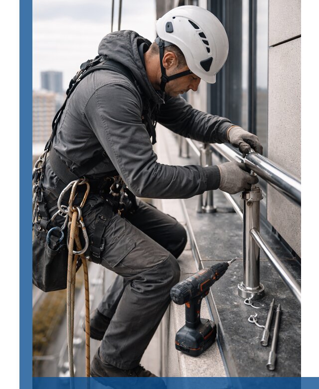 Монтаж ограждений на высоте в Новокубанске для зданий и конструкций