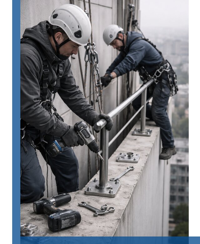 Монтаж перил на высоте в Новокубанске для жилых и промобъектов