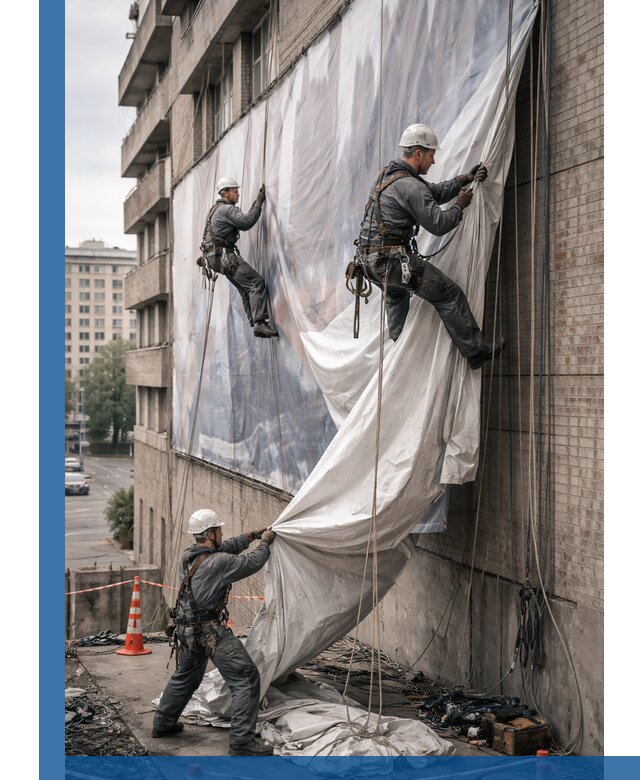 Демонтаж баннеров с фасада в Новокубанске оперативно и безопасно