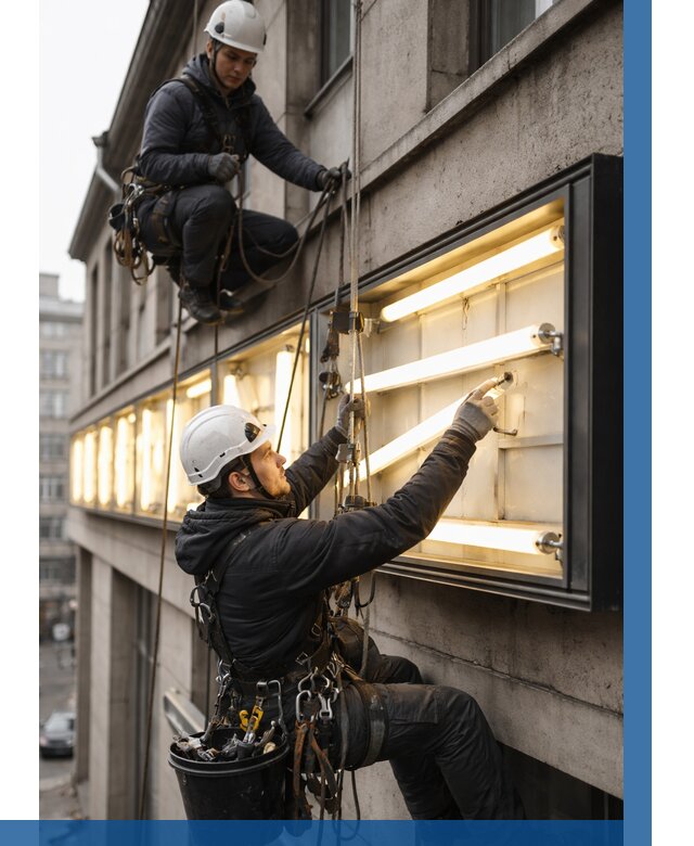 Замена ламп в вывеске в Новокубанске под ключ от 3639 р. | ВЫСОТНИК-Нкб