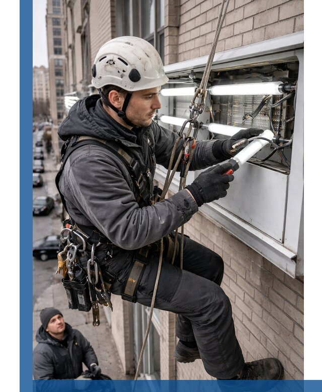 Профессиональная замена ламп в наружной вывеске в Новокубанске