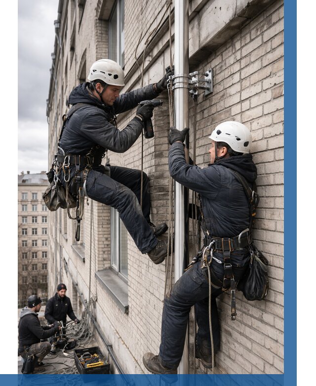 Монтаж флагштока на здании в Новокубанске от 6759 р. | ВЫСОТНИК-Нкб