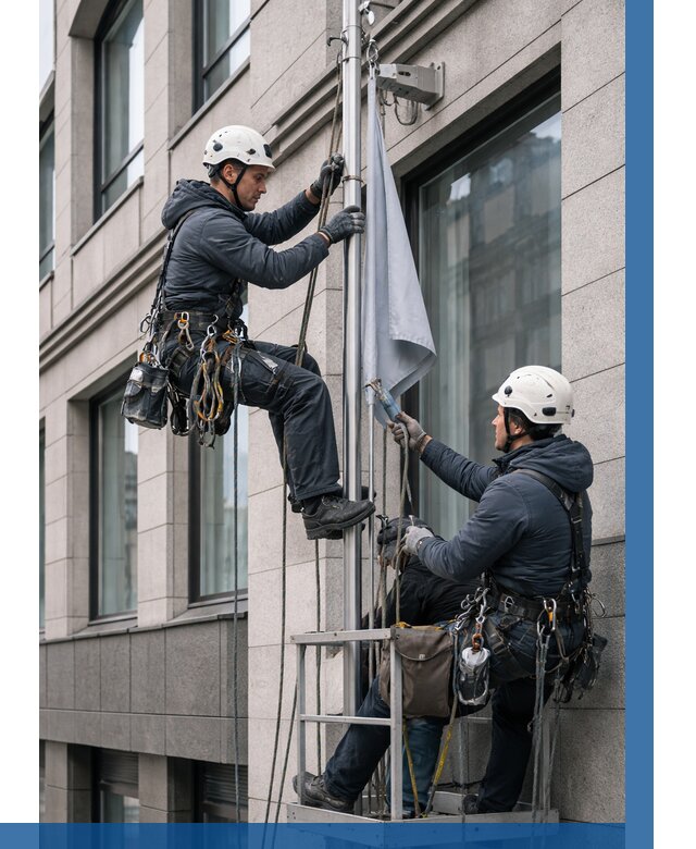 Установка флагов на фасаде в Новокубанске от 4679 р. | ВЫСОТНИК-Нкб